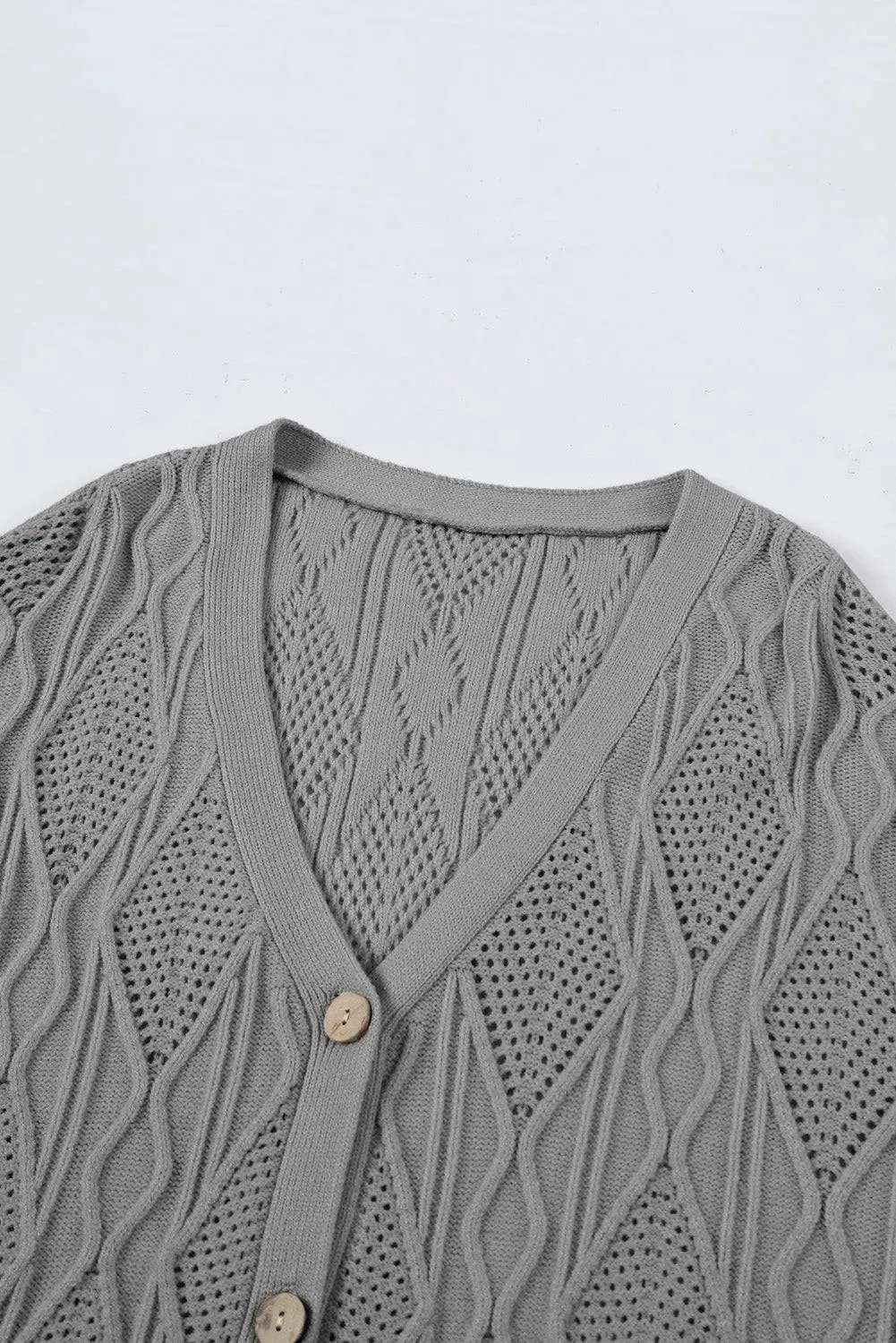 Apricot Plus Size Knitted Button Up Cardigan