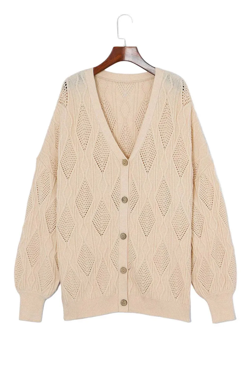 Apricot Plus Size Knitted Button Up Cardigan