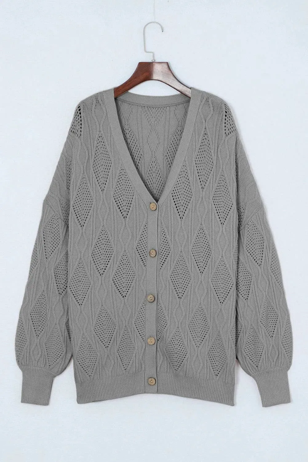 Apricot Plus Size Knitted Button Up Cardigan