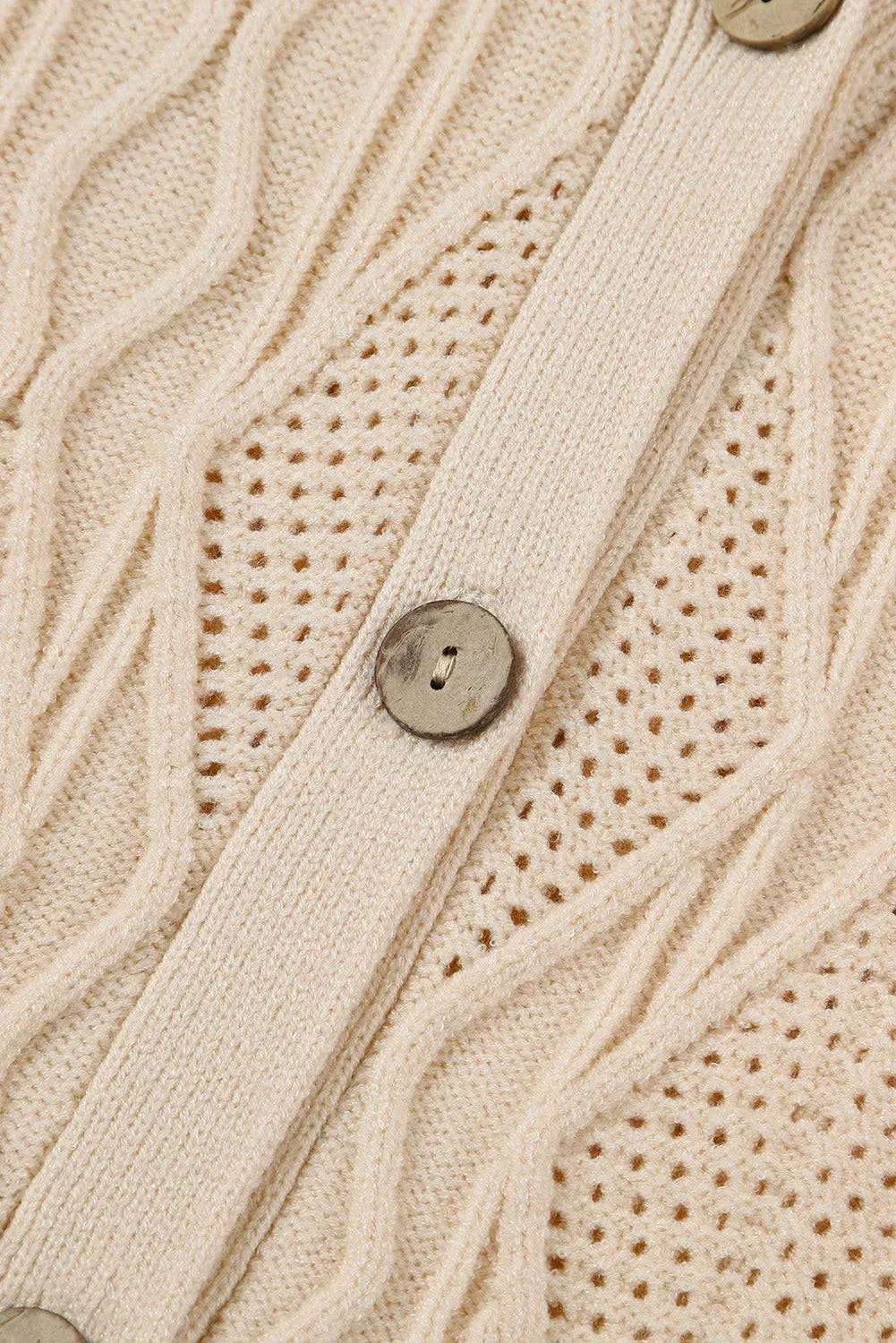 Apricot Plus Size Knitted Button Up Cardigan