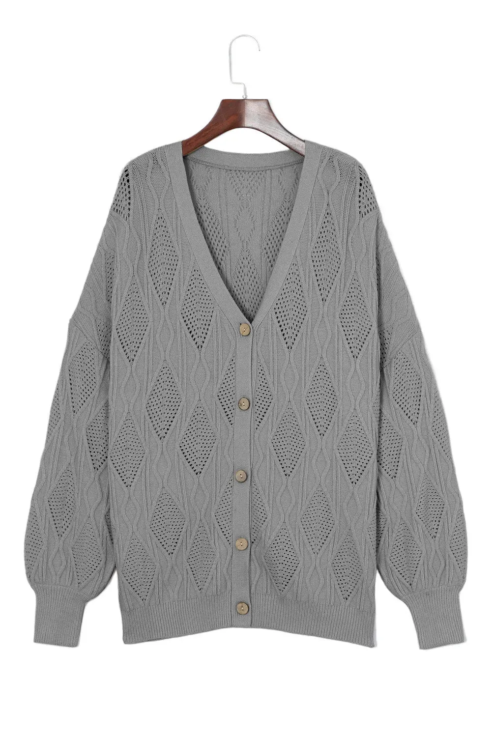 Apricot Plus Size Knitted Button Up Cardigan