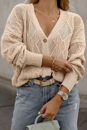 Apricot Plus Size Knitted Button Up Cardigan