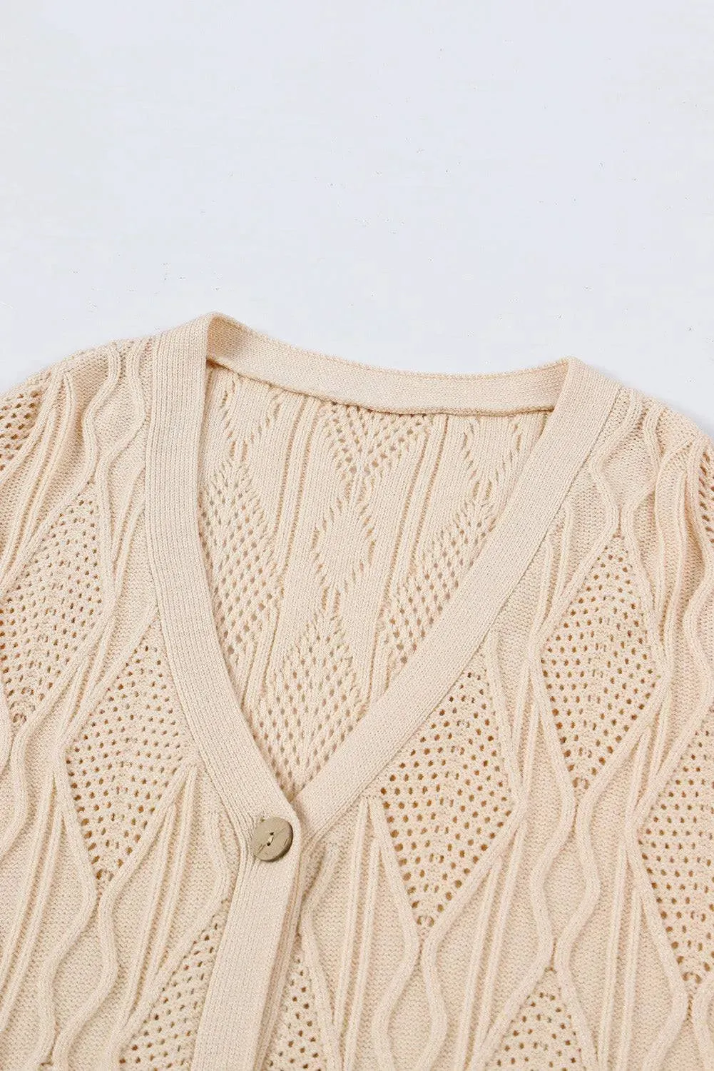 Apricot Plus Size Knitted Button Up Cardigan