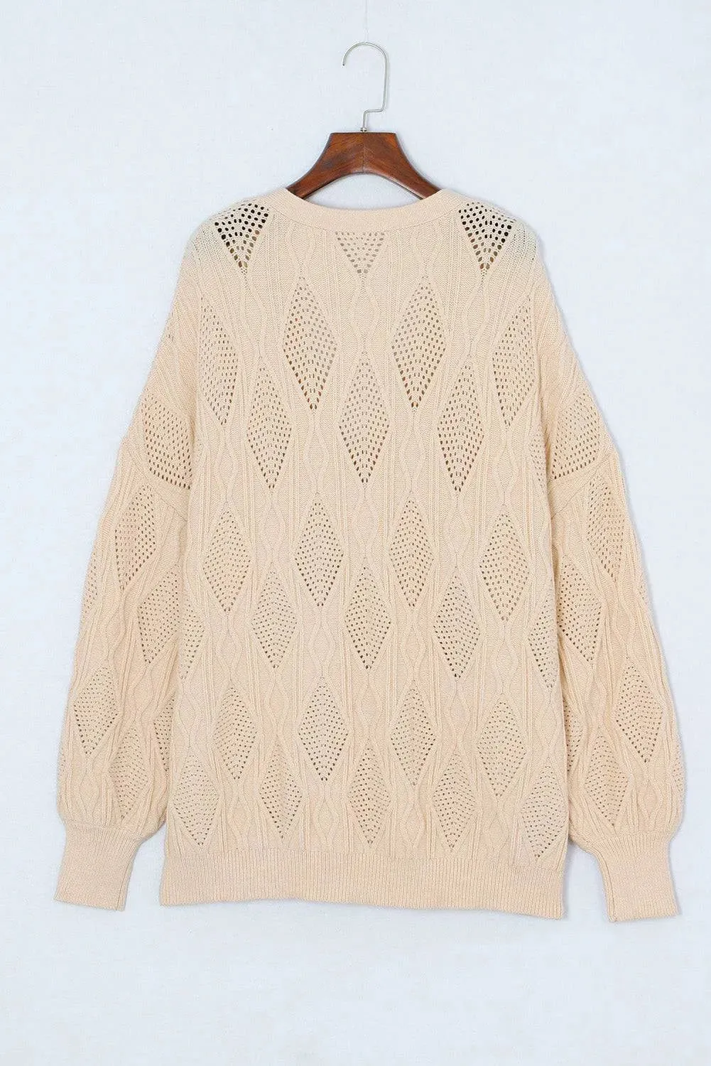 Apricot Plus Size Knitted Button Up Cardigan