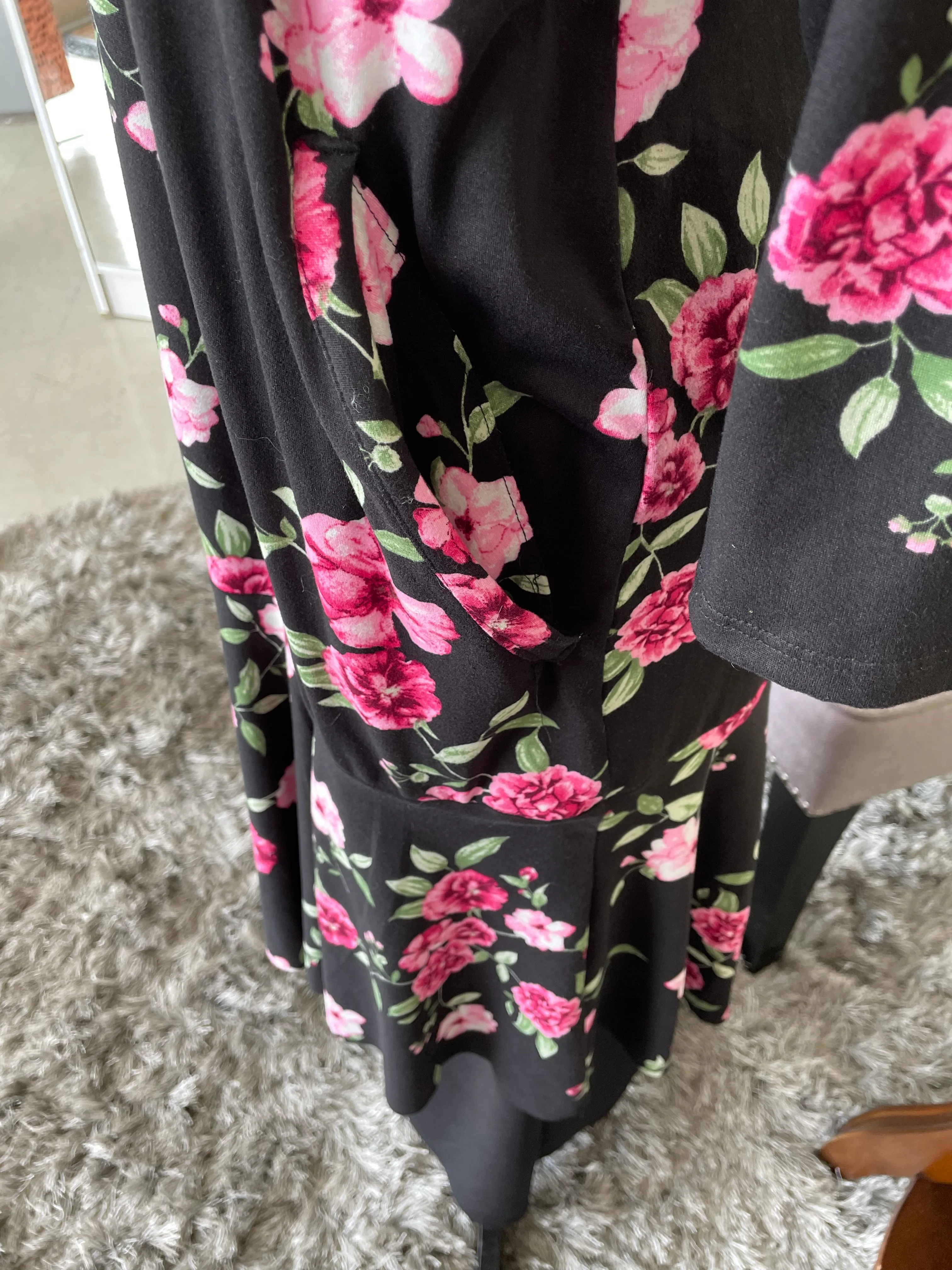 Black With Pink Floral Tunic