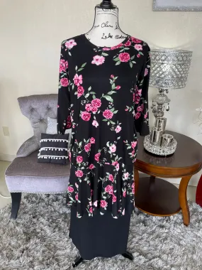 Black With Pink Floral Tunic