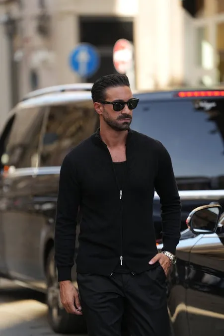Black Zip Cardigan