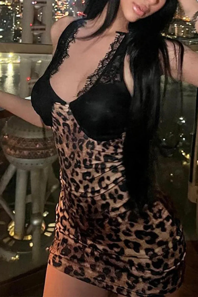 BT3261 Leopard Party Mini Dress