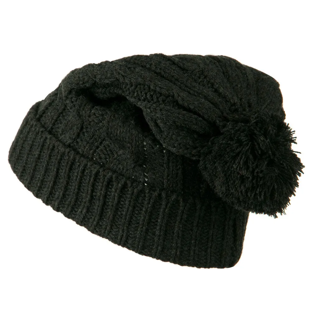 Cable Knit Hat with Pom Pom