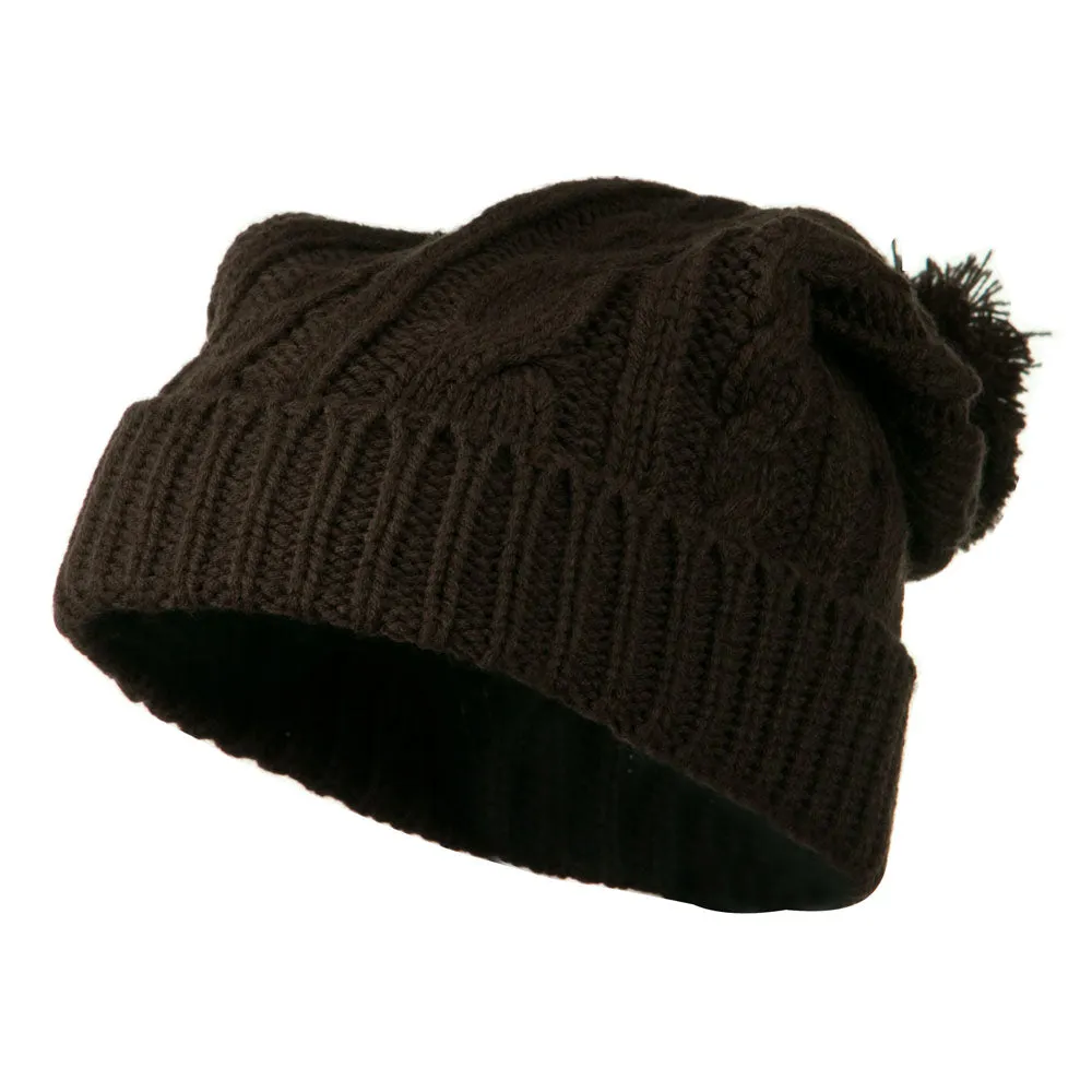 Cable Knit Hat with Pom Pom