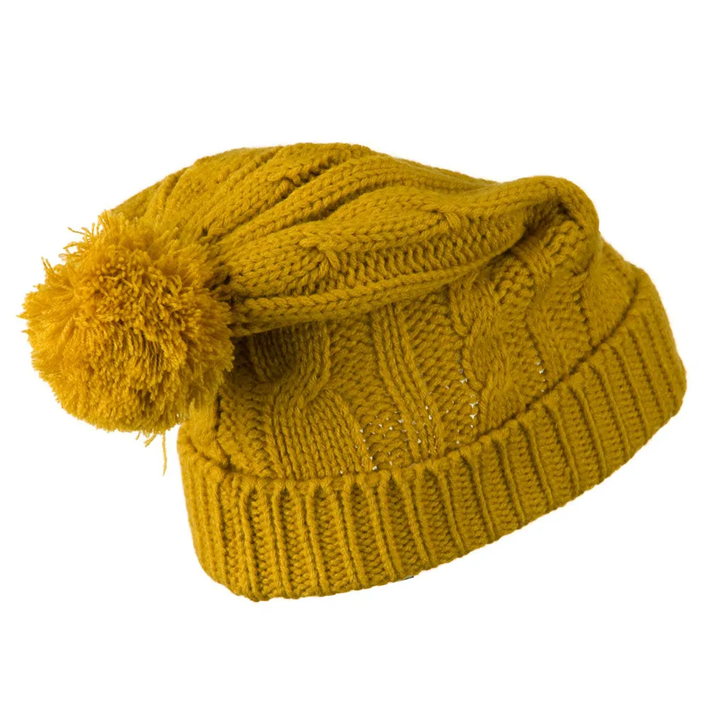 Cable Knit Hat with Pom Pom