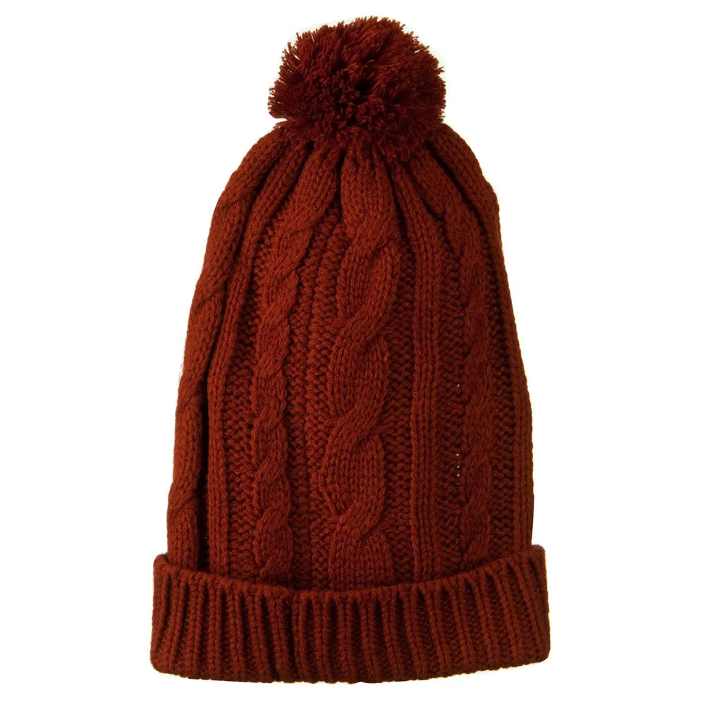 Cable Knit Hat with Pom Pom