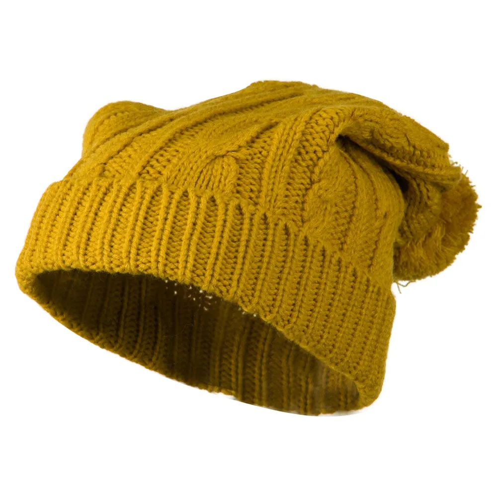 Cable Knit Hat with Pom Pom