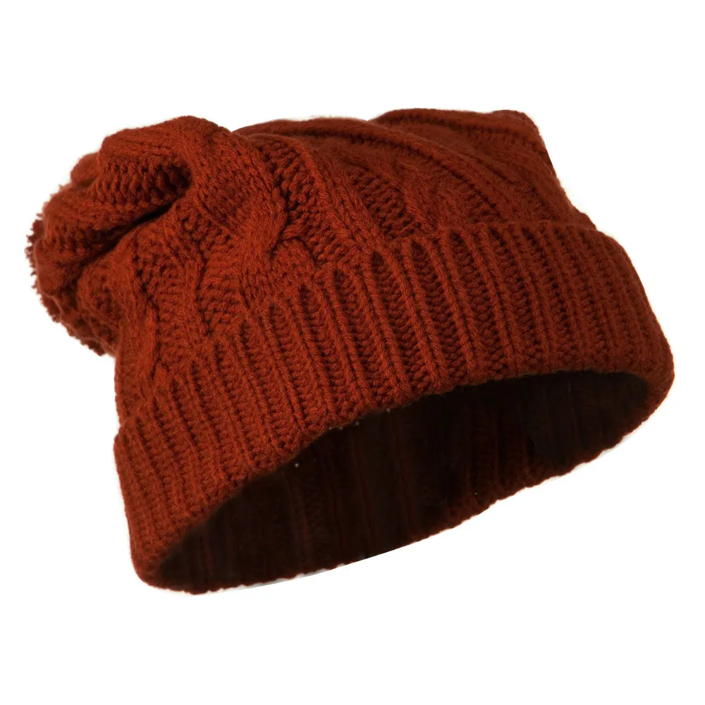 Cable Knit Hat with Pom Pom