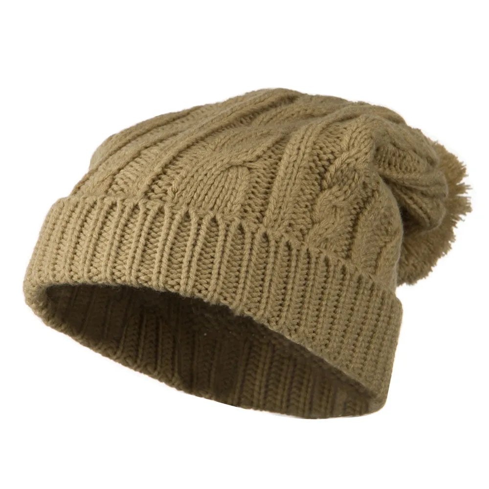 Cable Knit Hat with Pom Pom