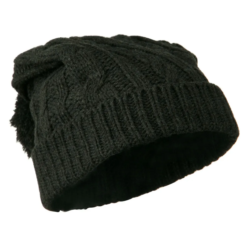 Cable Knit Hat with Pom Pom