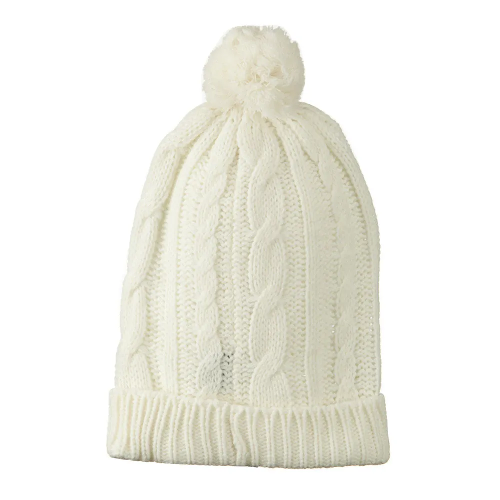 Cable Knit Hat with Pom Pom