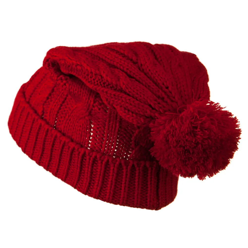 Cable Knit Hat with Pom Pom