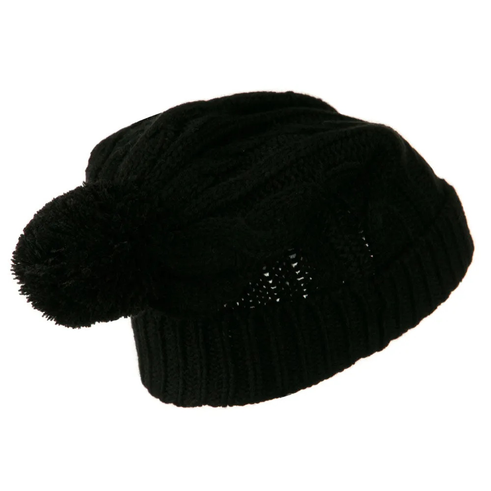 Cable Knit Hat with Pom Pom