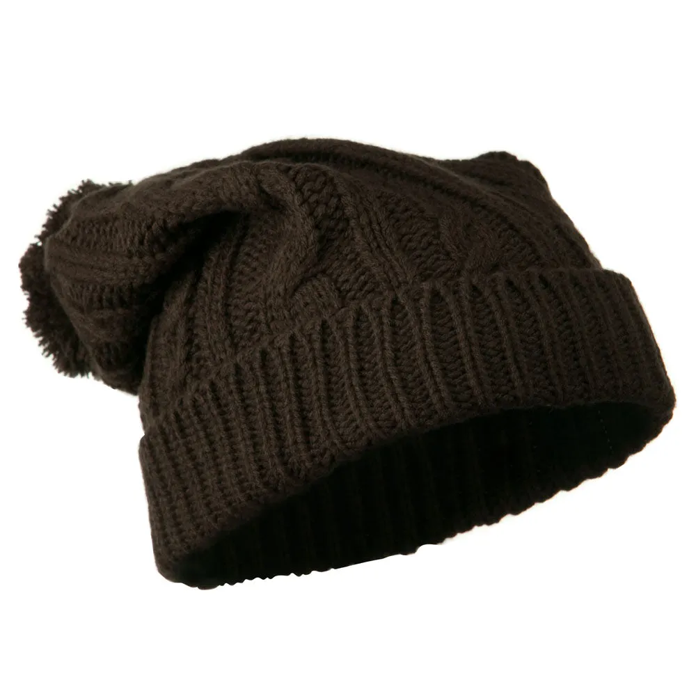 Cable Knit Hat with Pom Pom