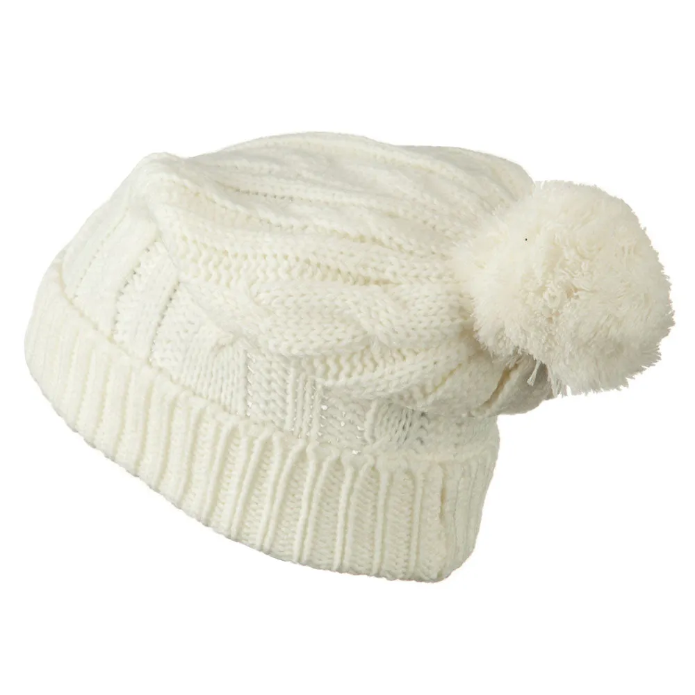 Cable Knit Hat with Pom Pom