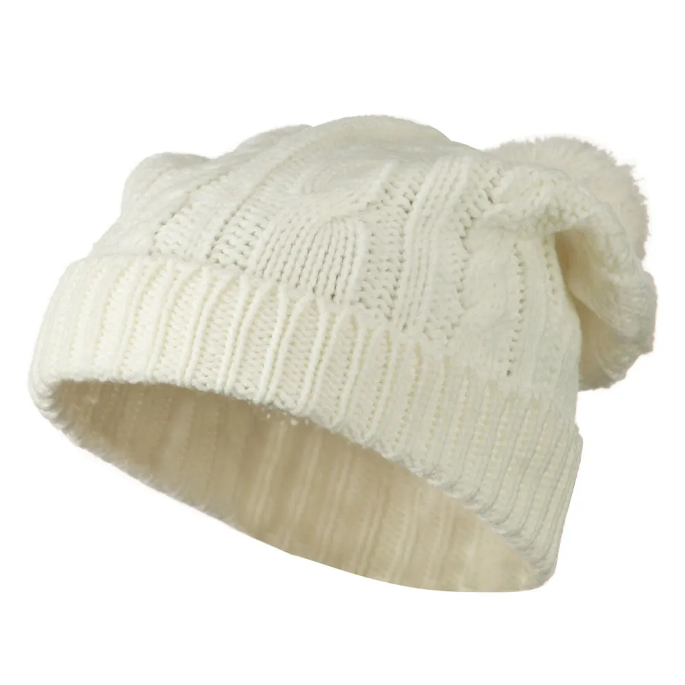 Cable Knit Hat with Pom Pom