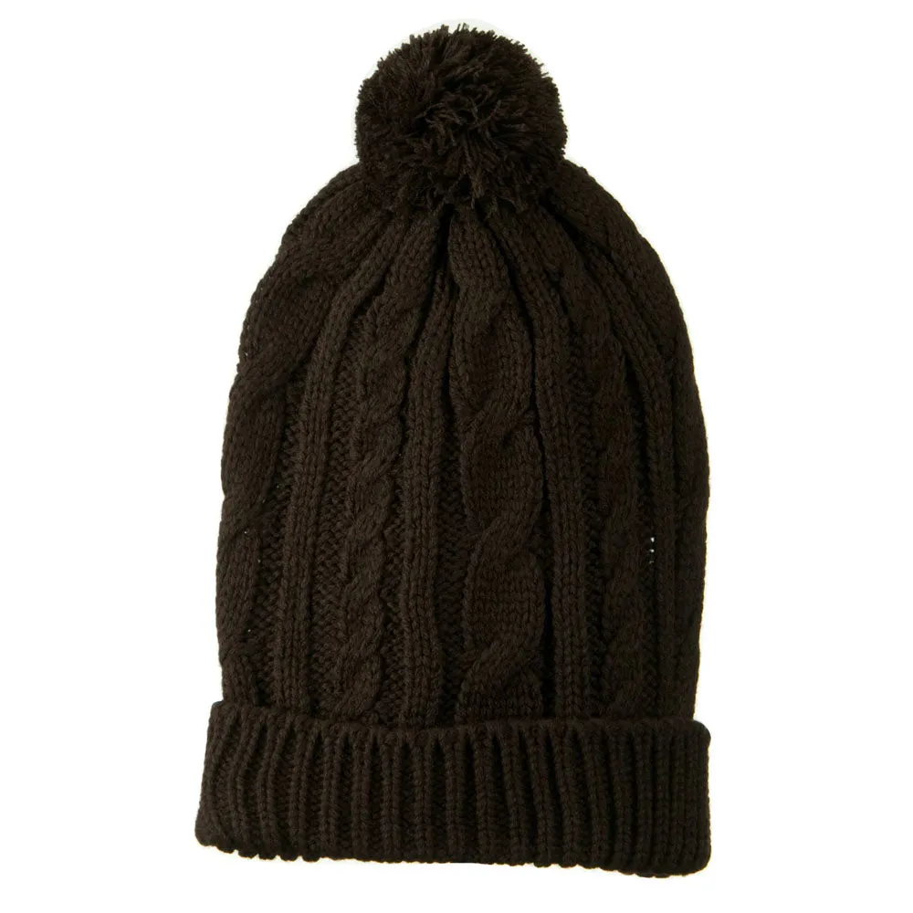 Cable Knit Hat with Pom Pom