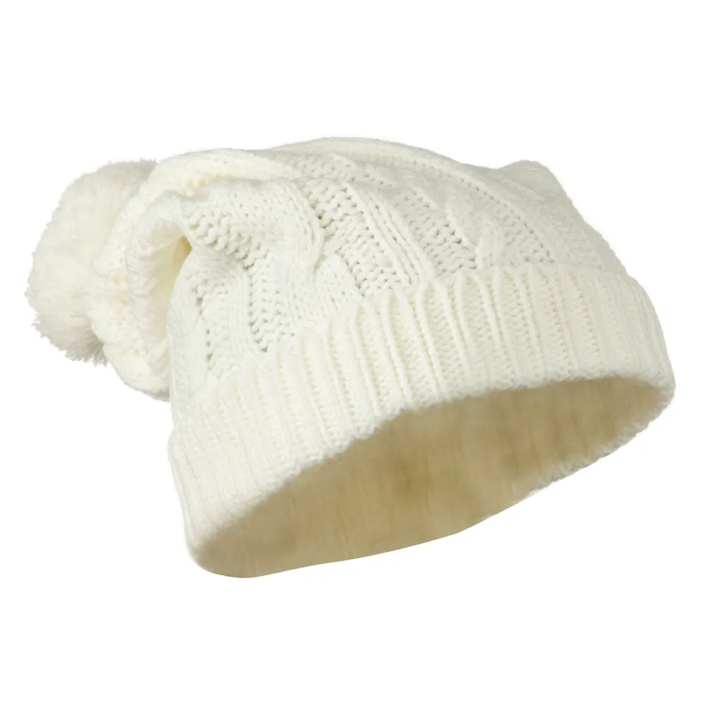 Cable Knit Hat with Pom Pom