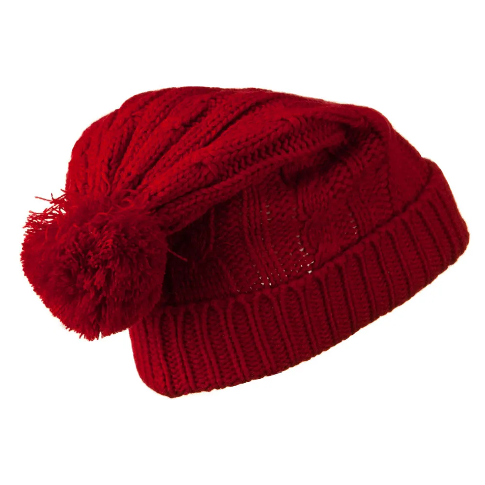 Cable Knit Hat with Pom Pom