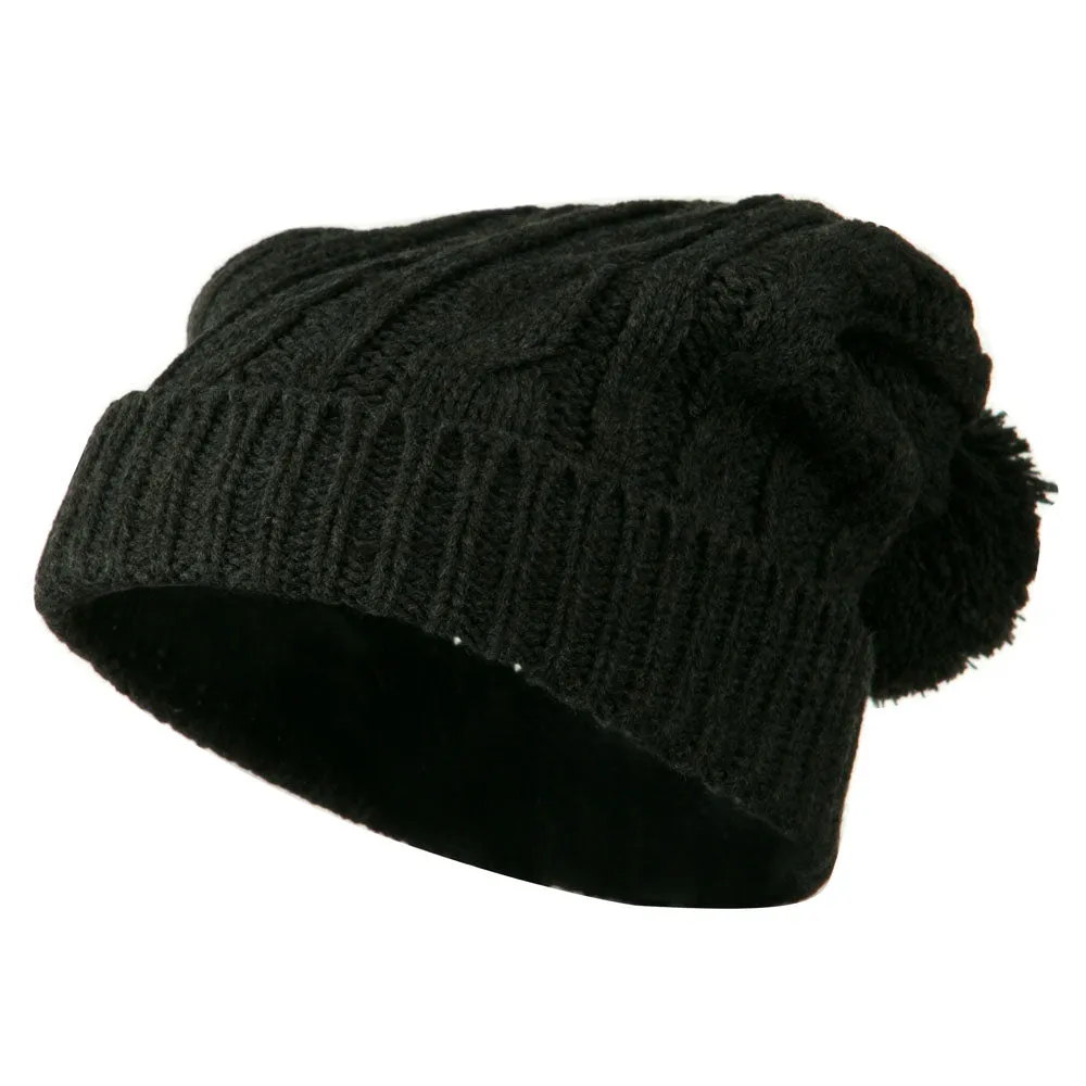 Cable Knit Hat with Pom Pom