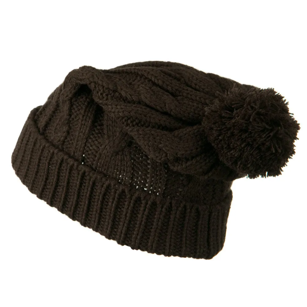 Cable Knit Hat with Pom Pom
