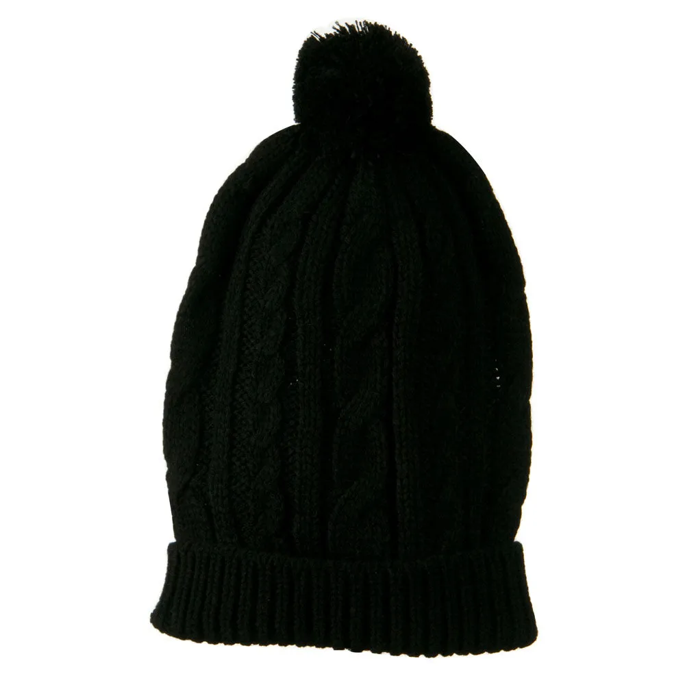 Cable Knit Hat with Pom Pom