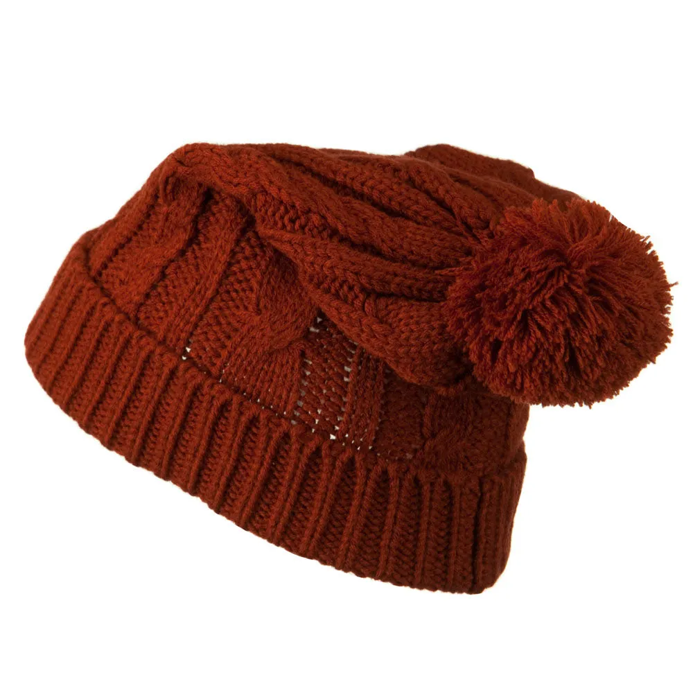 Cable Knit Hat with Pom Pom