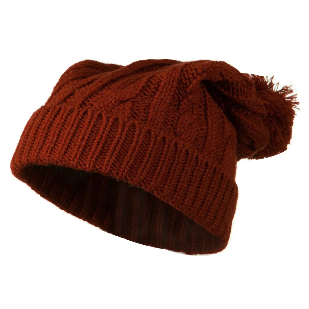 Cable Knit Hat with Pom Pom