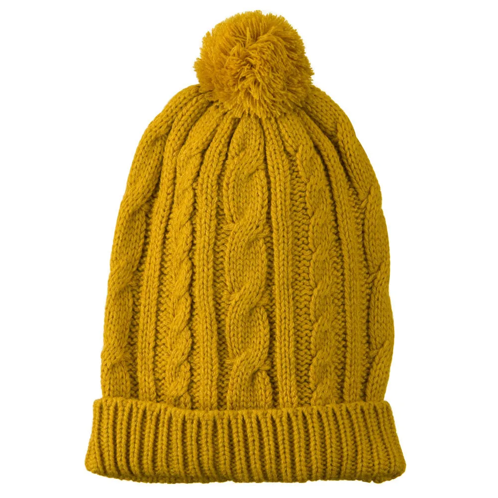 Cable Knit Hat with Pom Pom