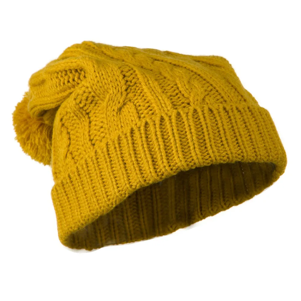 Cable Knit Hat with Pom Pom