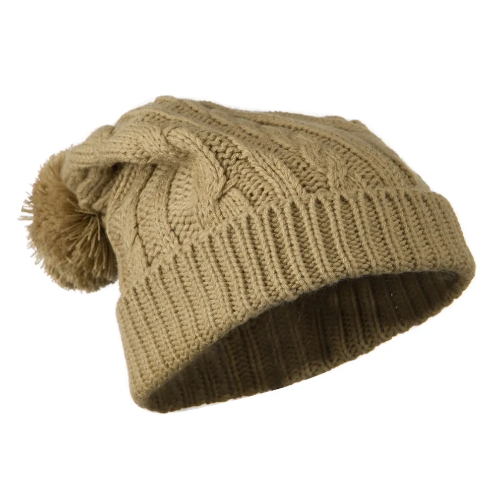 Cable Knit Hat with Pom Pom