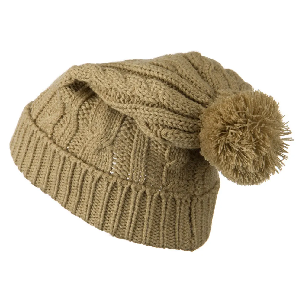 Cable Knit Hat with Pom Pom