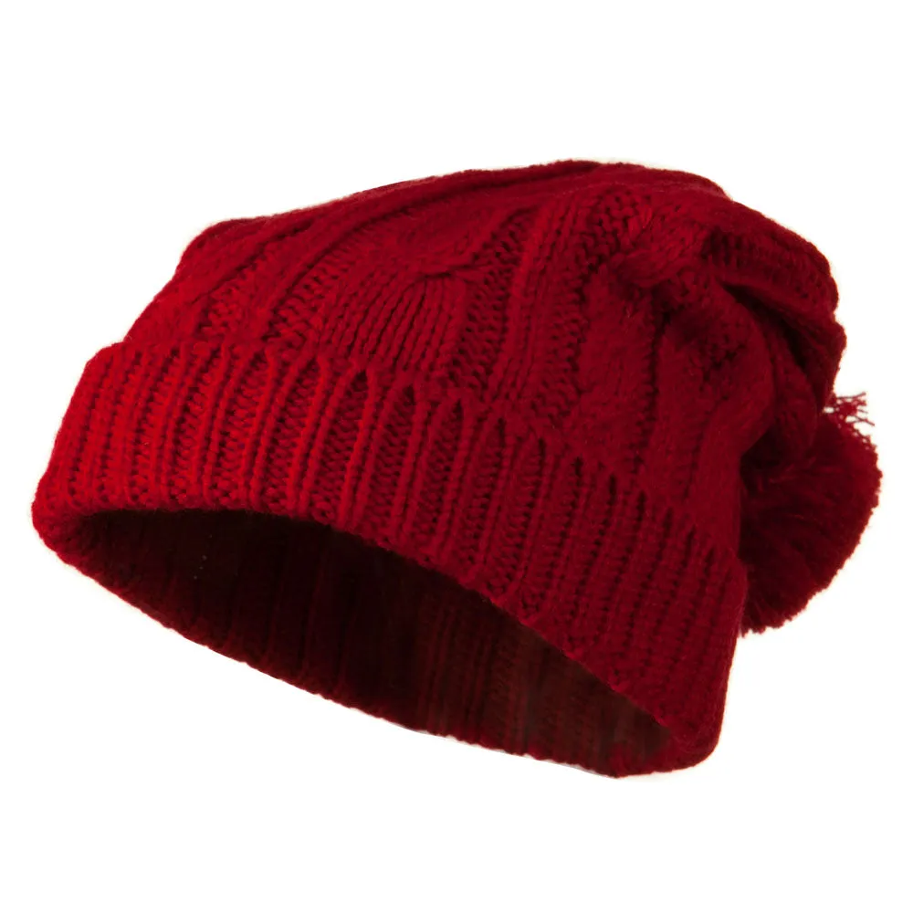 Cable Knit Hat with Pom Pom