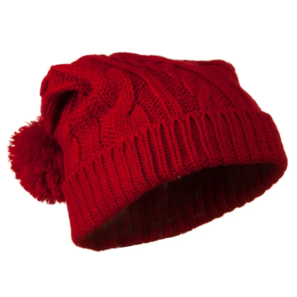 Cable Knit Hat with Pom Pom