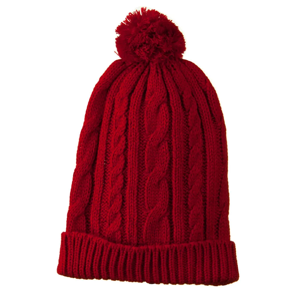 Cable Knit Hat with Pom Pom
