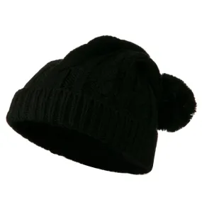 Cable Knit Hat with Pom Pom