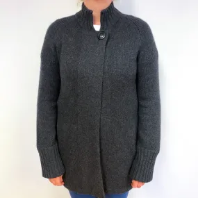 Charcoal Grey Heavy Knit Cashmere Longline Cardigan Large