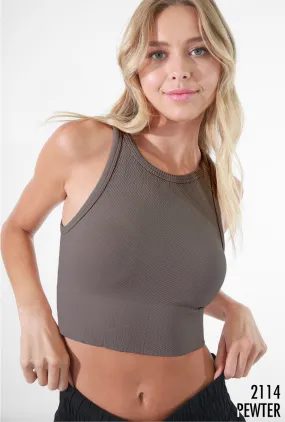 Chevron High Neck Crop Top