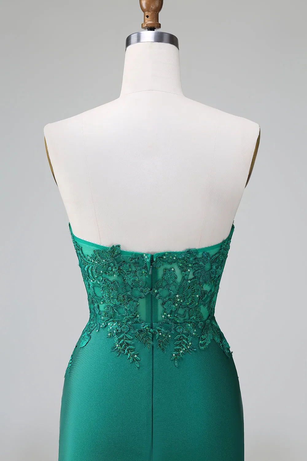 Classy Dark Green Bodycon Strapless Pleated Short Homecoming Dress with Beading