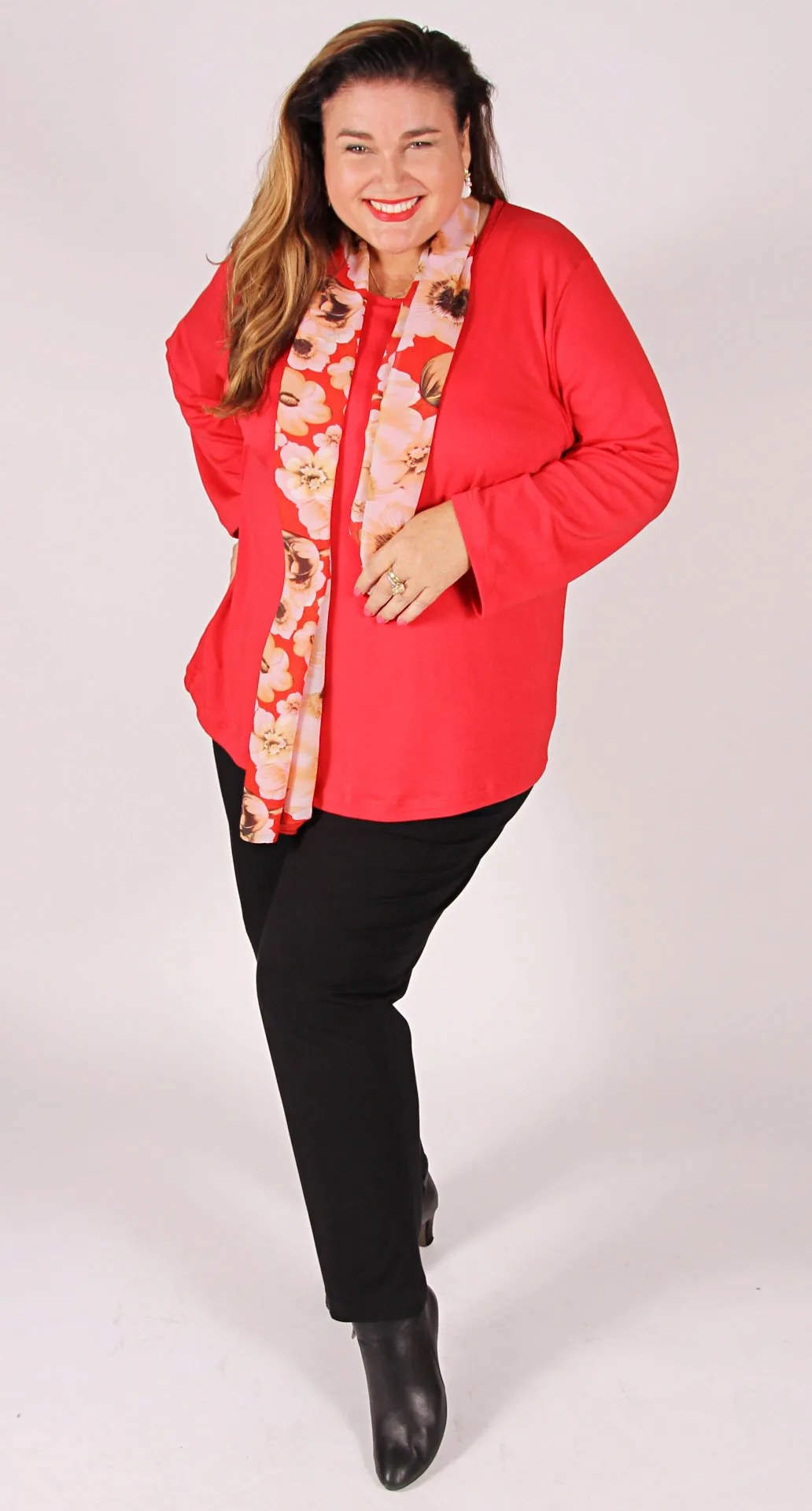 Cotton Rich Heavy Knit Crew Neck Top Red