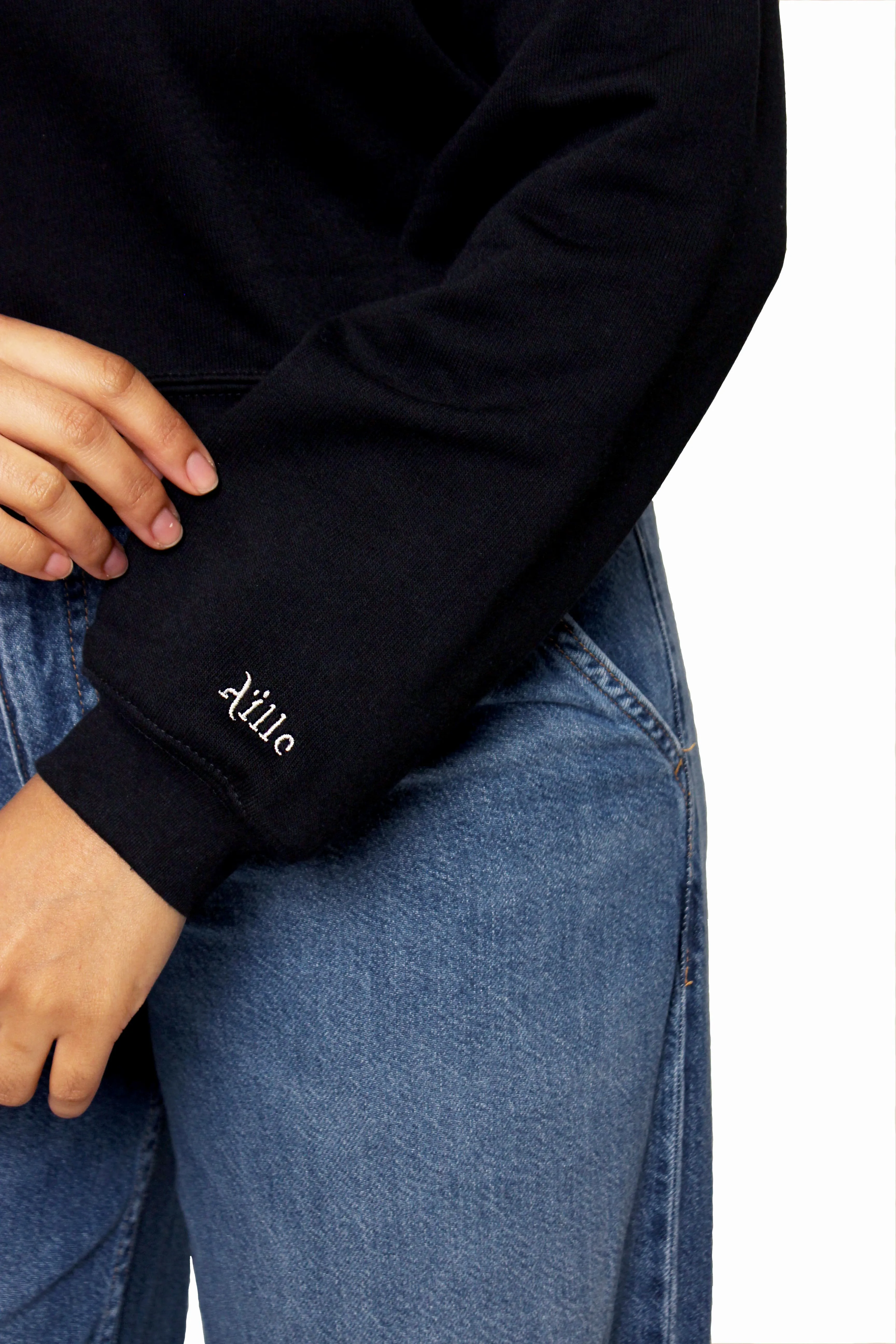 Cropped Braille Sweater: Black