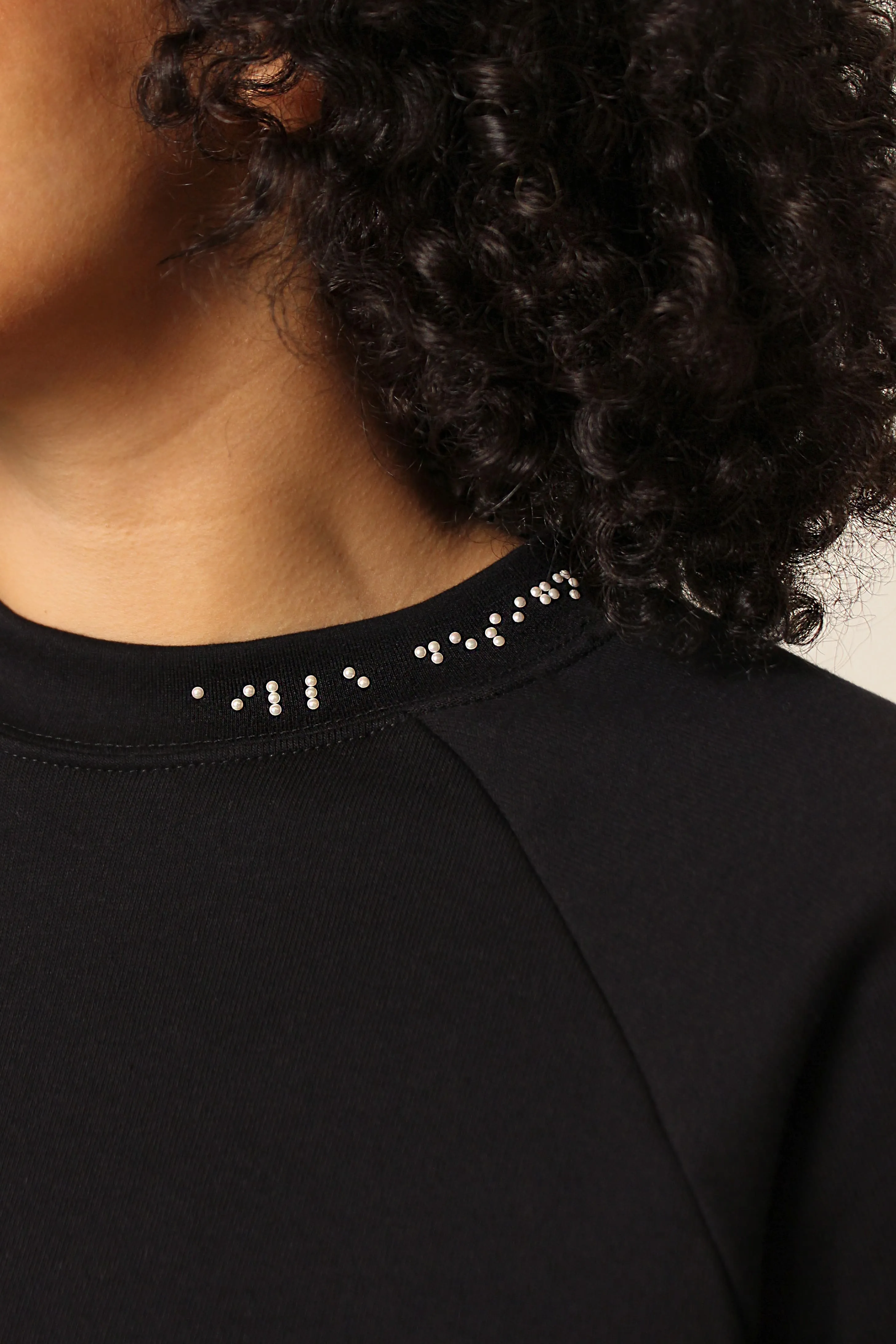 Cropped Braille Sweater: Black
