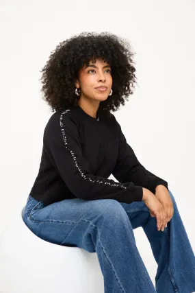 Cropped Braille Sweater: Black