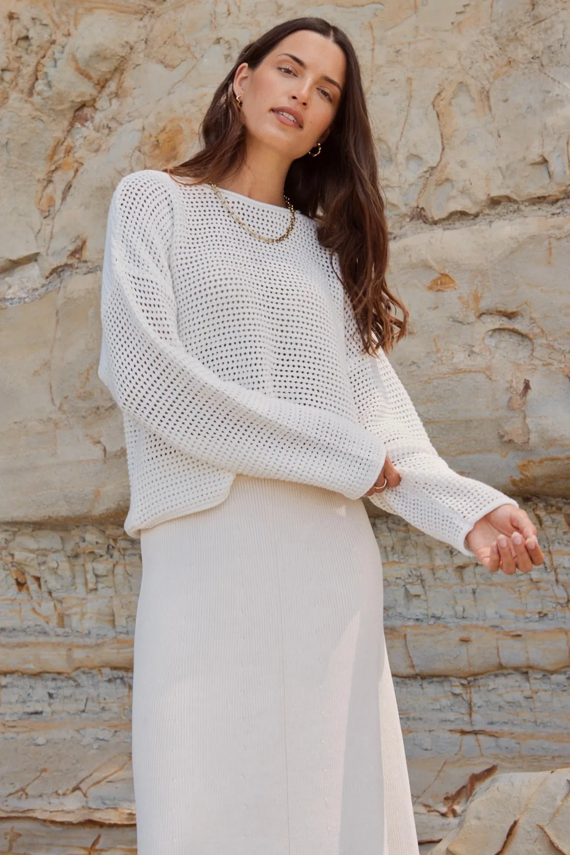 Dawn Ivory Crochet Knit Jumper